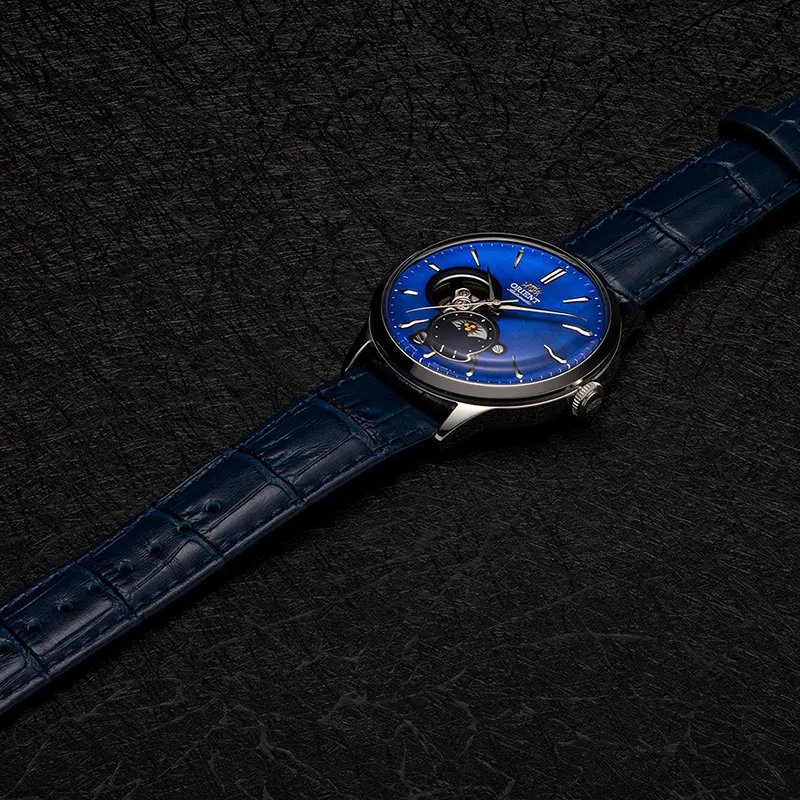 Orient Sun and Moon Open Heart Blue Dial Men's Watch | RA-AS0103A